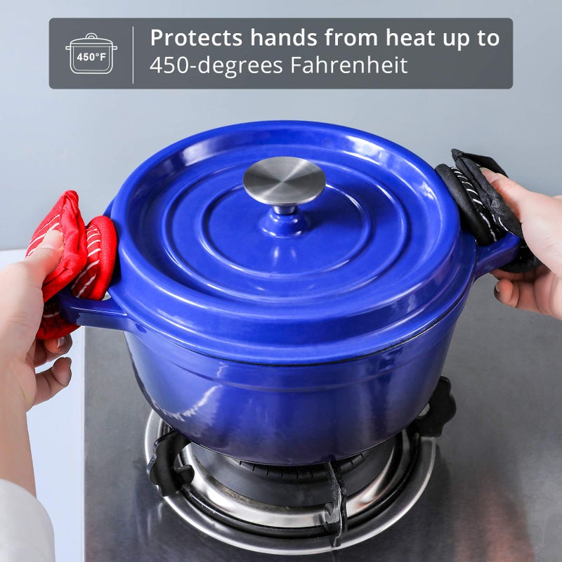Leadiy Cast Iron Skillet Handle Covers,Pot Handle Covers Heat Resistant,Pot Holders for Kitchen Heat Resistant,Machine Washable Handle Mitts 2 PCS(Striped) - Image 4