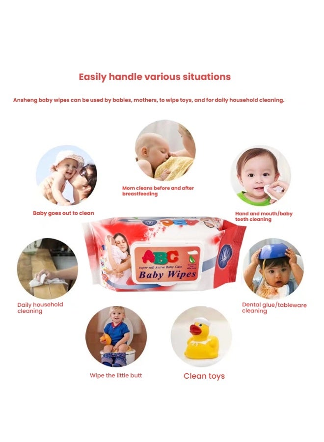 ABC Baby Wipes 5 Pack Lid Covered For Newborns and Babies Hand and Mouth Use - Image 4