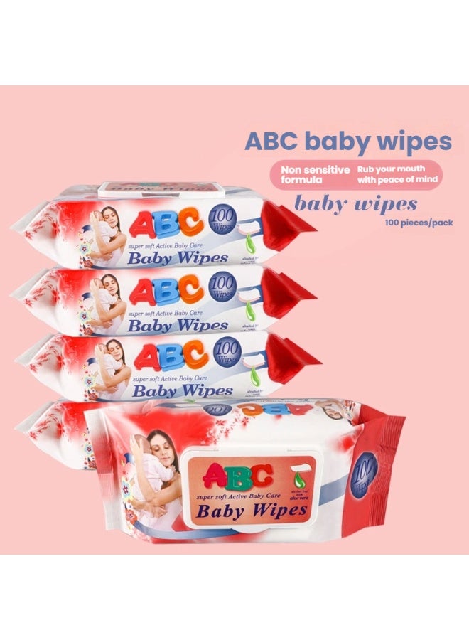 ABC Baby Wipes 5 Pack Lid Covered For Newborns and Babies Hand and Mouth Use - Image 2