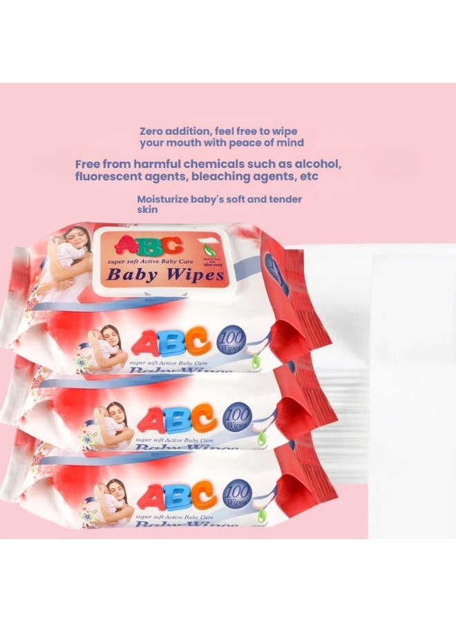 ABC Baby Wipes 5 Pack Lid Covered For Newborns and Babies Hand and Mouth Use - Image 3
