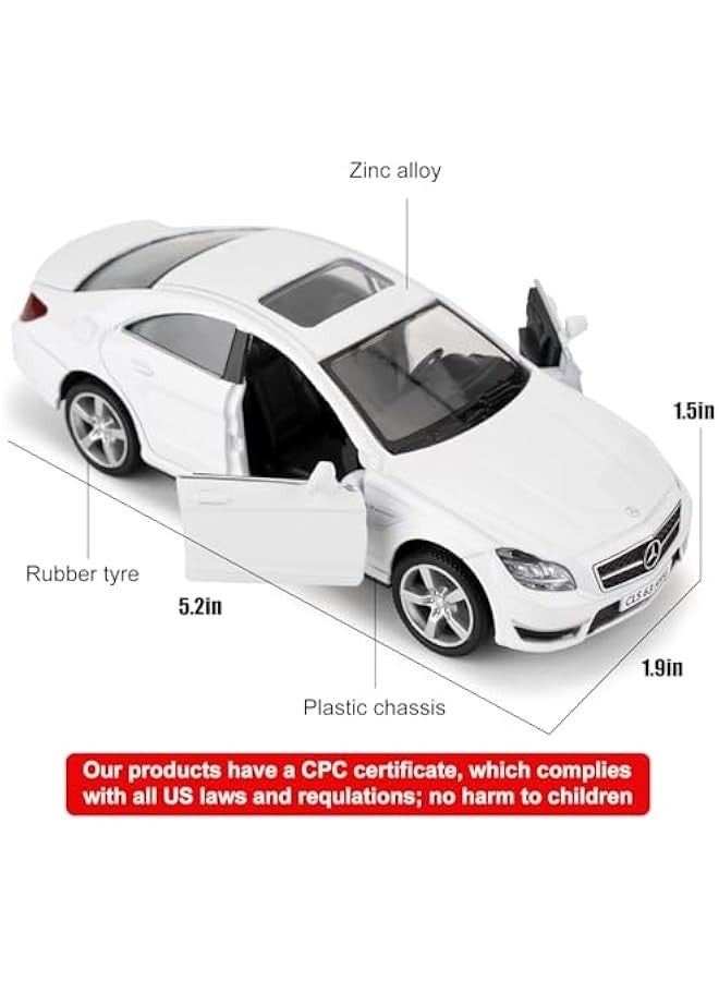 1/36 Mercedes-Benz CLS 63 AMG Alloy Model Car with Pull Back Function Toy Car for Collecting and Decorating Model Toys, Car Gifts for Boys and Girls (White) - Image 3