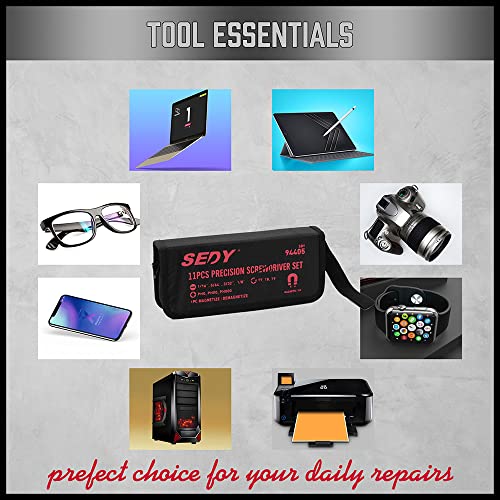 SEDY 11-Piece Precision Screwdriver Set - Magnetic Mini Screwdrivers for Eyeglasses, Watches, Computers, Laptops, Phones - Phillips, Slotted, Torx, Non-Slip Handle, Portable Storage Bag Included - Image 4