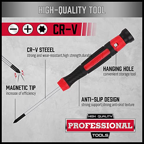 SEDY 11-Piece Precision Screwdriver Set - Magnetic Mini Screwdrivers for Eyeglasses, Watches, Computers, Laptops, Phones - Phillips, Slotted, Torx, Non-Slip Handle, Portable Storage Bag Included - Image 3