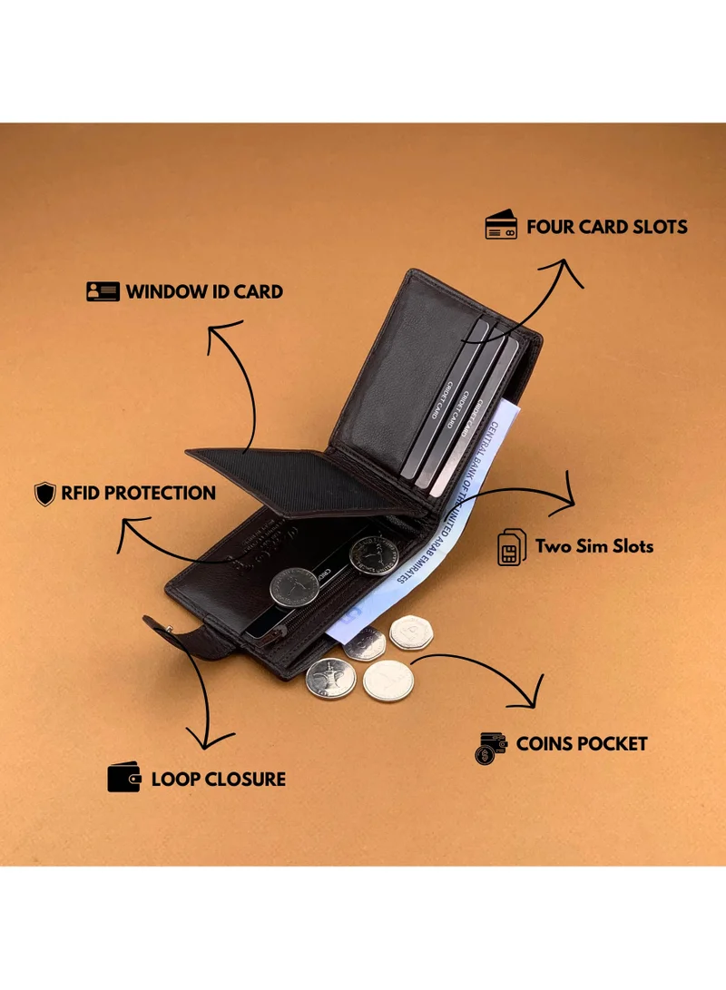 Classic Milano Brown Black (CMGT-12) Classic Milano Men’s Wallet – Slim Bifold Leather Wallet for Men with RFID Blocking – Credit Card Holder & Card Wallet – Stylish Mens Purse – Gift for Husband, Father & Men for Men | Best Price UAE