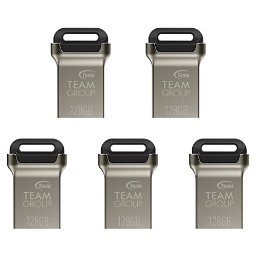 TEAMGROUP C162 128GB 5 Pack USB 32 Gen 1 USB 3130 Mini Fits Metal Read 140MBs Flash Thumb Drive External Data Storage Memory Stick Compatible with ComputerLaptop Black TC1623128GB21 - Image 1