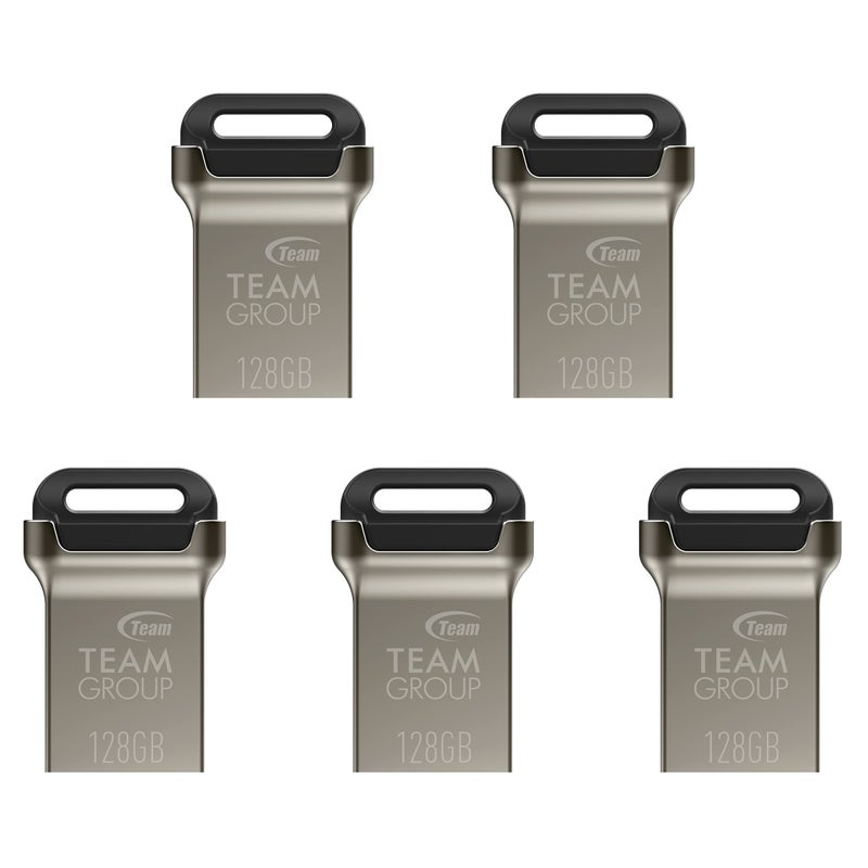 TEAMGROUP C162 128GB 5 Pack USB 32 Gen 1 USB 3130 Mini Fits Metal Read 140MBs Flash Thumb Drive External Data Storage Memory Stick Compatible with ComputerLaptop Black TC1623128GB21 - Image 2