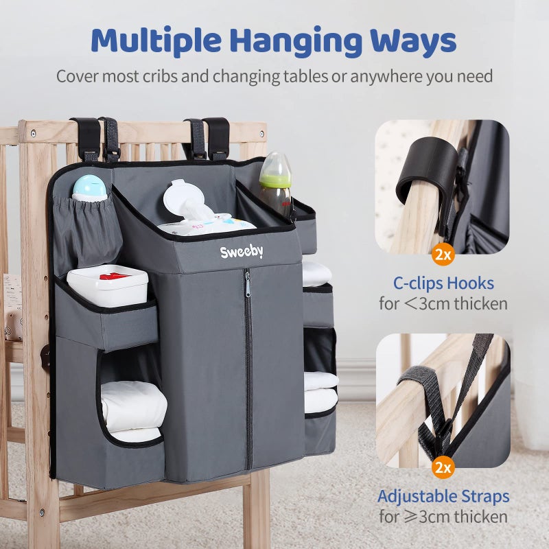 Sweeby Diaper Organizer for Changing Table and Crib - Nursery Diaper Stacker Hanging Caddy for Baby Essentials - Image 5
