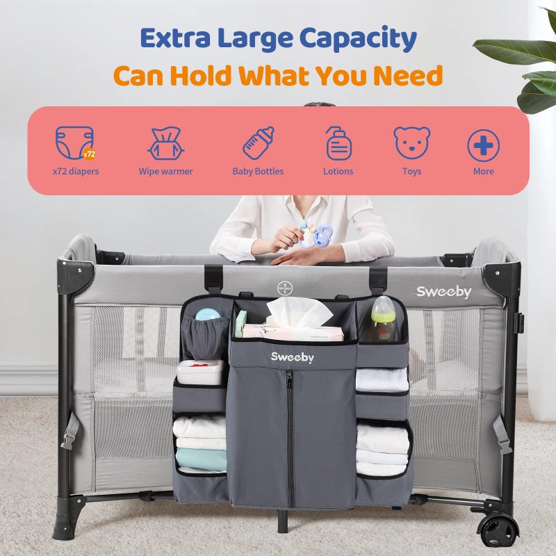 Sweeby Diaper Organizer for Changing Table and Crib - Nursery Diaper Stacker Hanging Caddy for Baby Essentials - Image 3