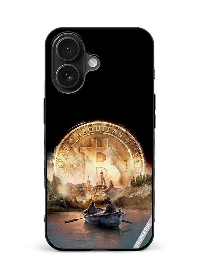 VR CREATIVE Protective Case Cover For Apple iPhone 16 Plus River Of Bitcoin Design Multicolour