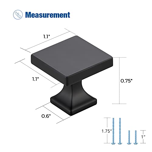 Ravinte Cabinet Knobs Matte Black Square Knobs for Cabinets and Drawers Cabinet Hardware Kitchen Cabinet Knobs 10 Pack - Image 3