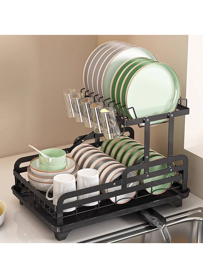 Generic - A complete kitchen integrated for all kitchen needs, 2 floors, organizer for plates and cups, organizer for spoons/forks/knives, equipped with a drain to filter water directly into the sink, fully coated metal against rust, original imported product, 2 floors, size 42*30*33, multi-colored - Image 1