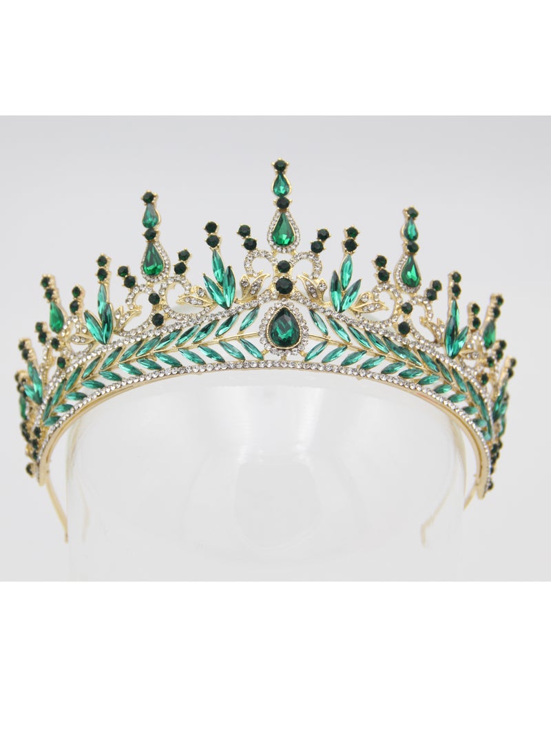 D'Daniela Ddaniela Alexa Collection Faux white with emirald green stones Crown Tiara - Image 1