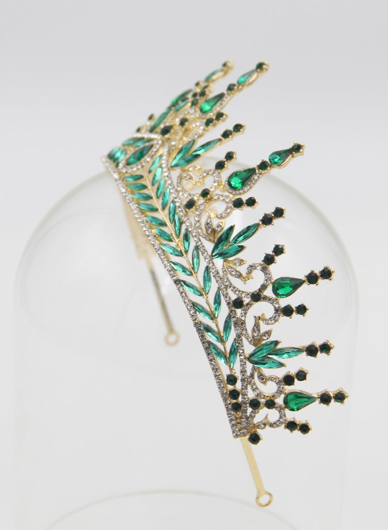 D'Daniela Ddaniela Alexa Collection Faux white with emirald green stones Crown Tiara - Image 2