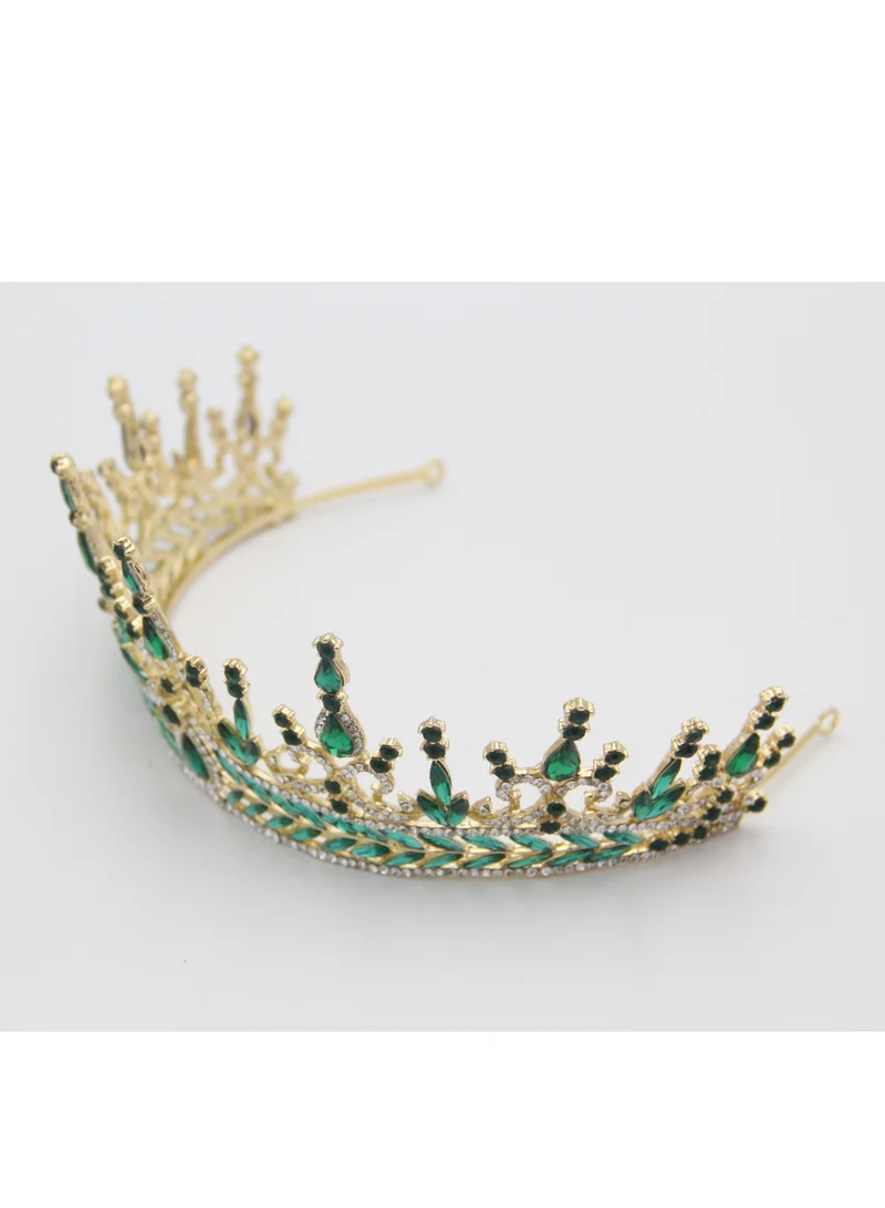 D'Daniela Ddaniela Alexa Collection Faux white with emirald green stones Crown Tiara