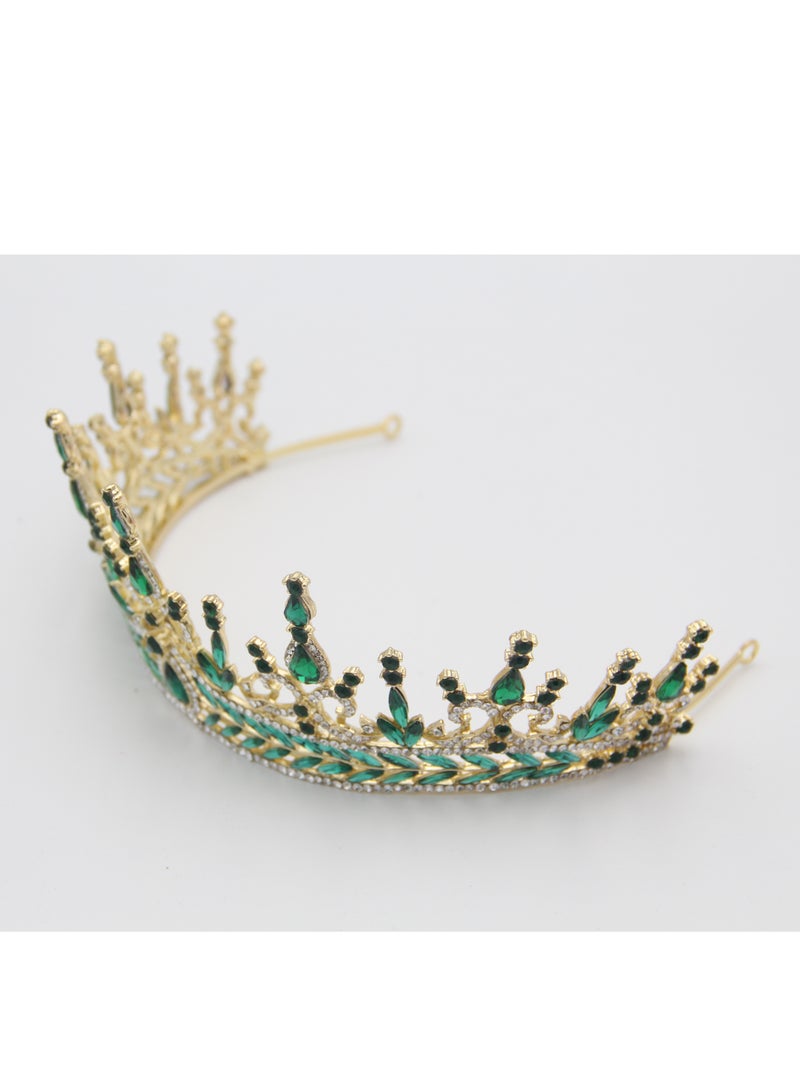 D'Daniela Ddaniela Alexa Collection Faux white with emirald green stones Crown Tiara - Image 3