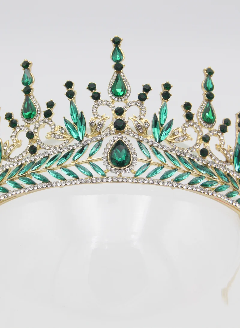 D'Daniela Ddaniela Alexa Collection Faux white with emirald green stones Crown Tiara