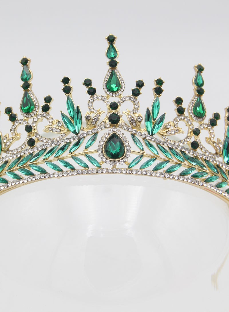 D'Daniela Ddaniela Alexa Collection Faux white with emirald green stones Crown Tiara - Image 4