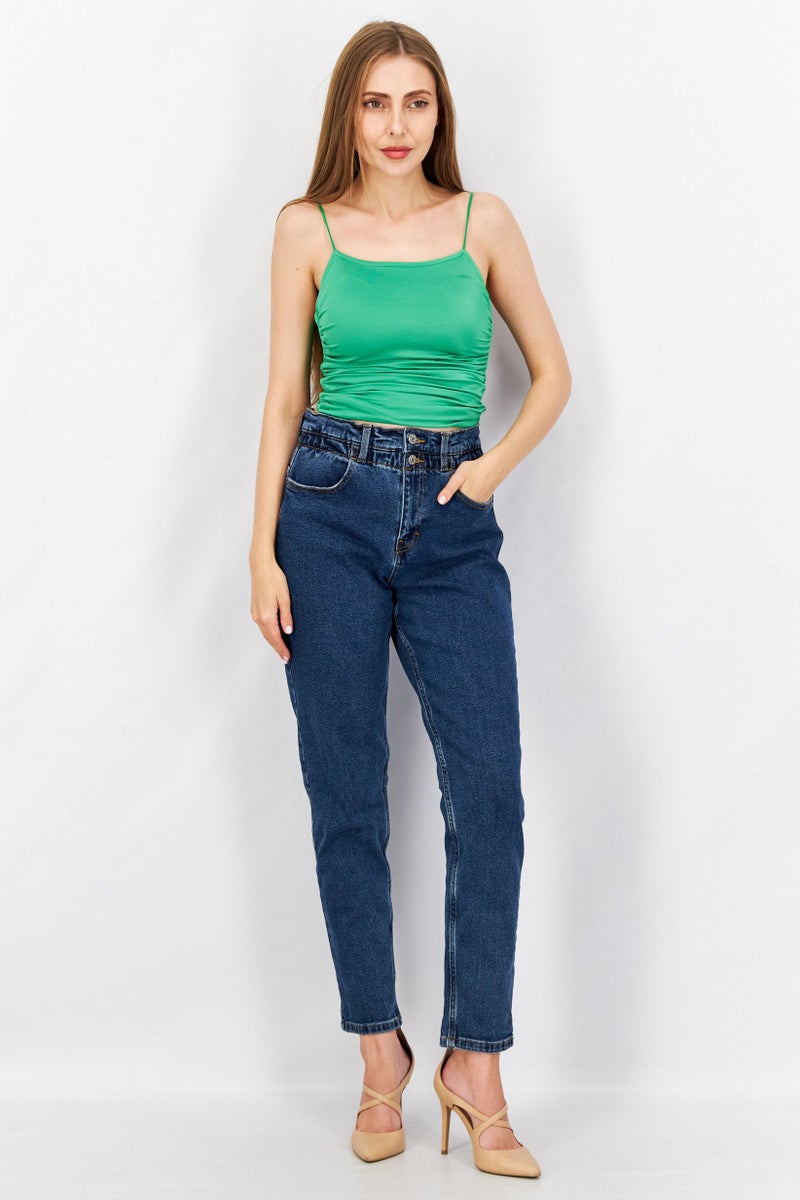 Sinsay بلوزة نسائية بدون أكمام ذات ياقة مربعة، خضراء - Image 3