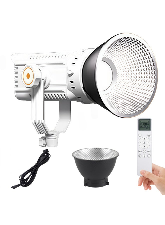 FlashHawk 150W LED Video Light with Standard Reflector & Remote Control - 3200K-5600K Dimmable, CRI>96, Bowens Mount, U-shaped 360° Rotation COB Photography Light for Studio/Streaming-White - Image 1