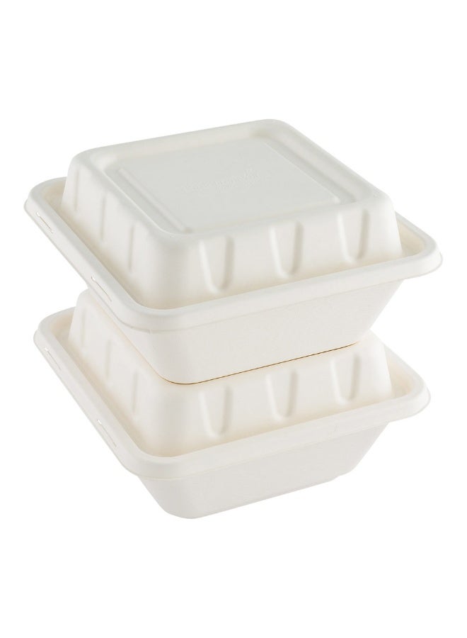 Restaurantware LIDS ONLY: Pulp Safe No PFAS Added Lids, 100 Disposable Lids For 160 Ounce Bagasse Bowls - Bowls Sold Separately, Home Compostable, White Bagasse Lids, Microwavable, Reinforced Edge - Image 2