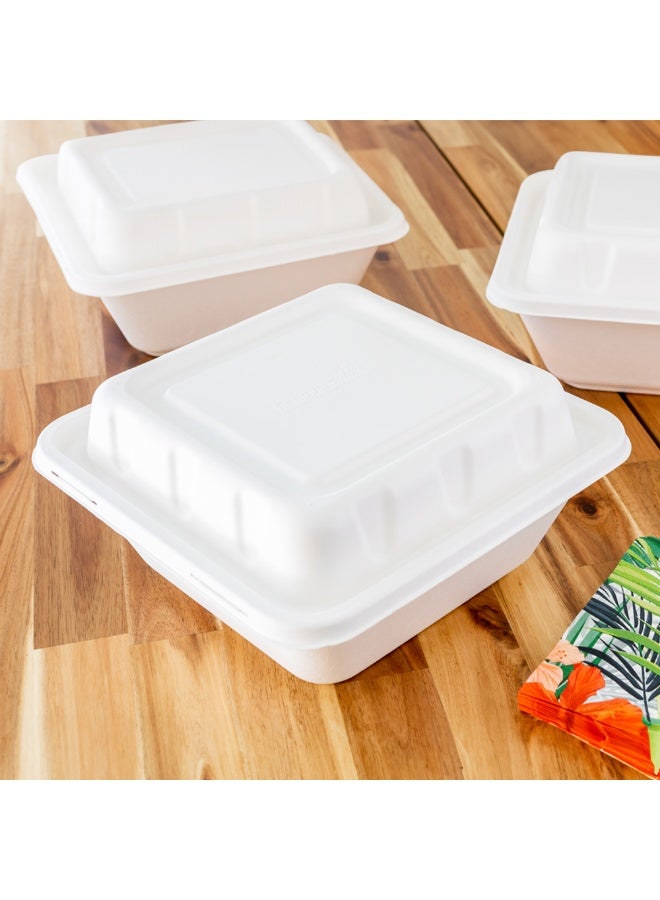 Restaurantware LIDS ONLY: Pulp Safe No PFAS Added Lids, 100 Disposable Lids For 160 Ounce Bagasse Bowls - Bowls Sold Separately, Home Compostable, White Bagasse Lids, Microwavable, Reinforced Edge - Image 3
