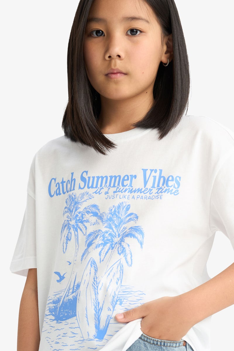 ديفاكتو تي شيرت مريح بأكمام قصيرة للبنات - Image 1