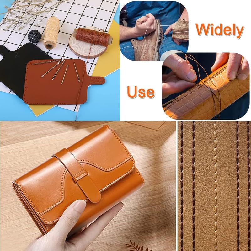 Fayby Leather Repair Sewing Kit Upholstery Needle Set with Waxed Thread and Awl Hand Stitching Tools for Leather Working on Car Seats Sofa Shoes Bags and DIY Craft Projects - Image 5
