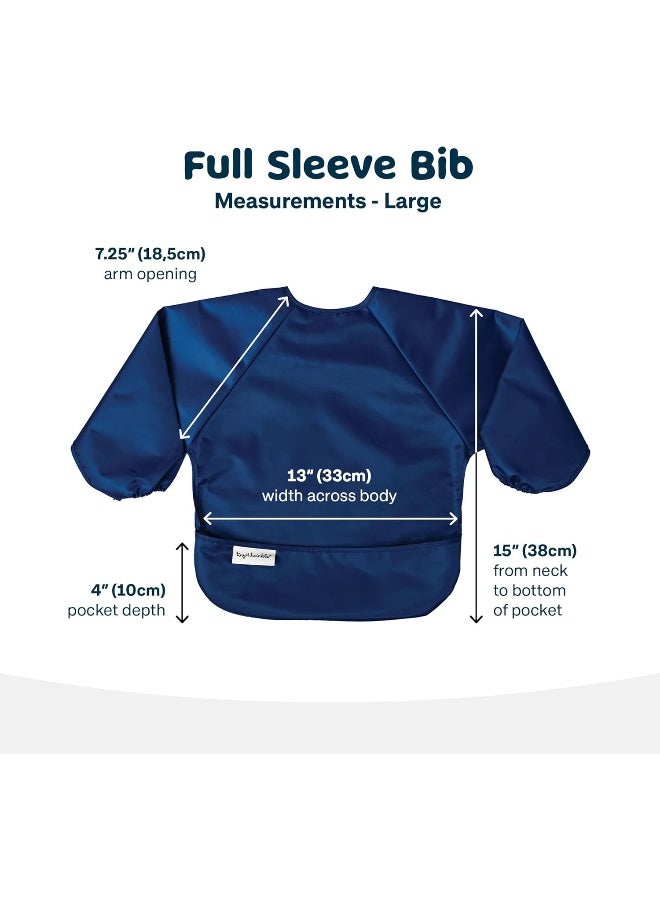 Tiny Twinkle مريلة طويلة الأكمام من Tiny Twinkle للأطفال والرضع - عبوة 2 مريلة مقاومة للماء لتناول الطعام - قابلة للغسل في الغسالة ومضادة للفوضى، أساسية لتغذية الأطفال وضرورية للاستحمام (رمادي إنديغو، 6-24 شهر) - Image 5