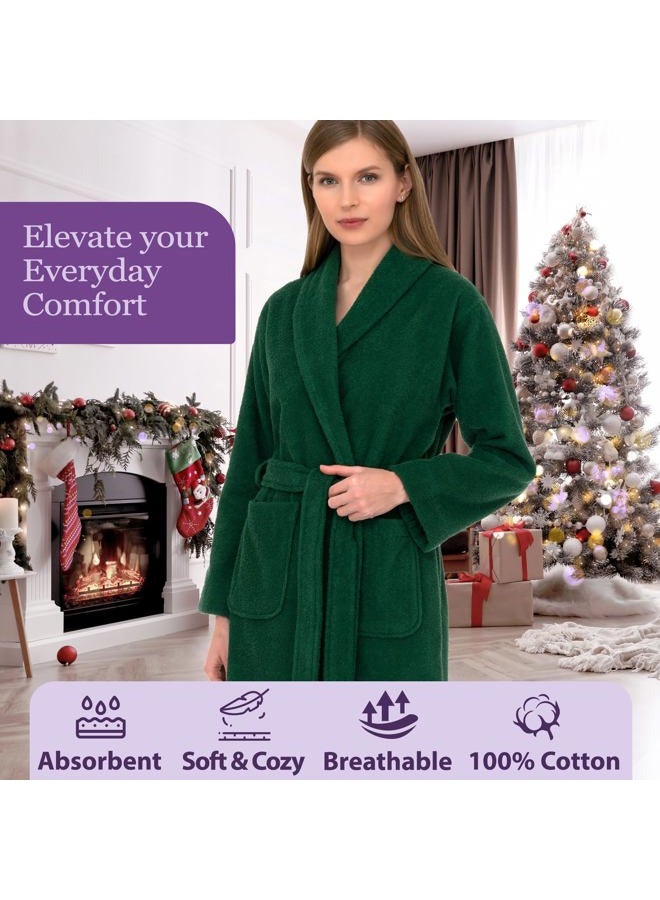 TowelSelections Women's Robe, 100% Cotton Short Terry Shawl Bathrobe X-Small Cashmere Rose - Image 5