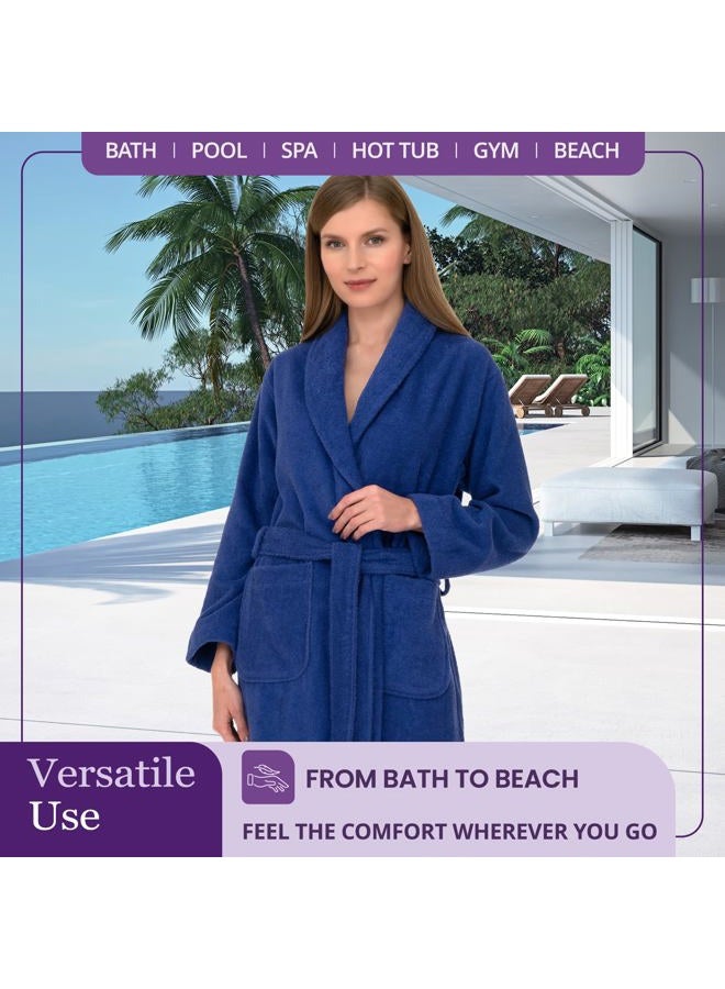 TowelSelections Women's Robe, 100% Cotton Short Terry Shawl Bathrobe X-Small Cashmere Rose - Image 4