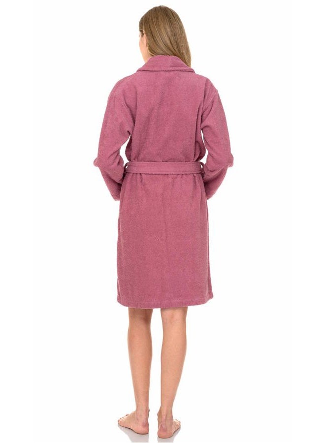 TowelSelections Women's Robe, 100% Cotton Short Terry Shawl Bathrobe X-Small Cashmere Rose - Image 2