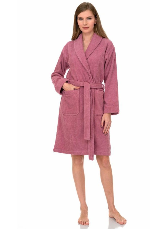 TowelSelections Women's Robe, 100% Cotton Short Terry Shawl Bathrobe X-Small Cashmere Rose - Image 1