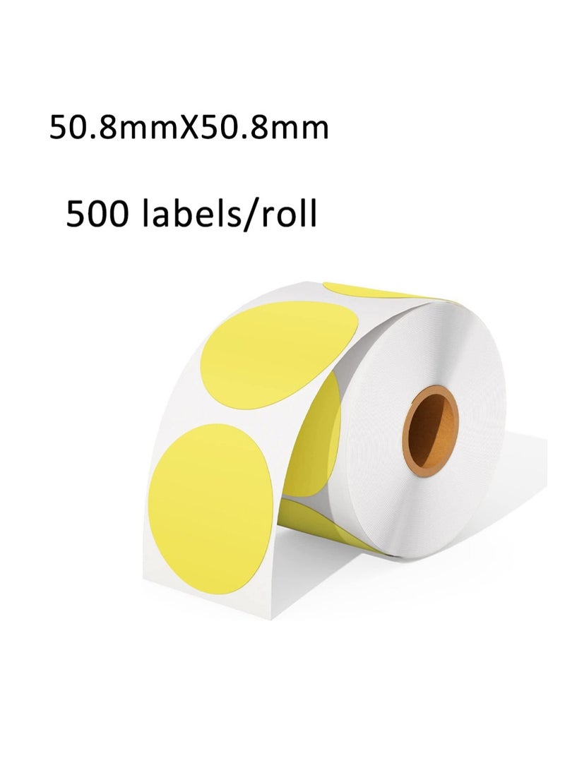 Colorful Round Thermal Label, Waterproof Multi-Purpose Self-Adhesive Name Tags Coding for DIY 50.8mm*50.8mm 500Pcs (Yellow) - Image 2
