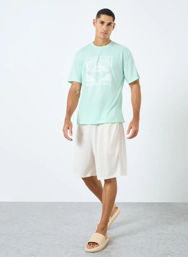 Styli Styli Men Graphic Print T-Shirt and Shorts Set