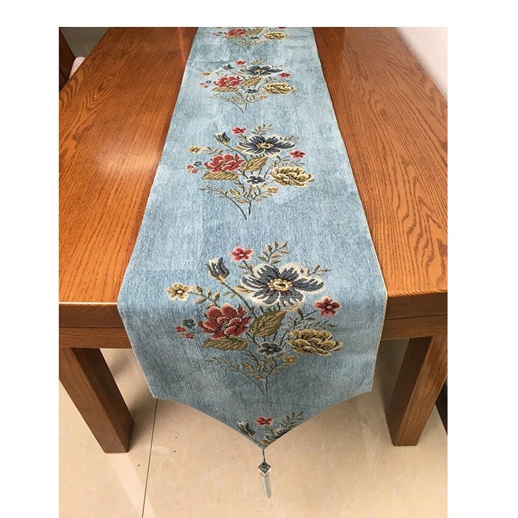 Y&D Luxury Jacquard Wedding Lace Table Runner – Elegant Party Home Dinner Table Runners for Formal Occasions - Image 1