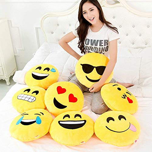 blue tree Emoji Pillow Cushion in Yellow Colour Multi Faces Best Gift for Kids, Boyfriend, girlfriend, Friends Blowing kiss - Image 5