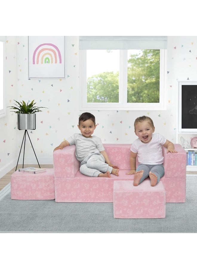 Serta أرائك ديلتا للأطفال القابلة للتحويل، مجموعة من 3 قطع، وردي - Image 2