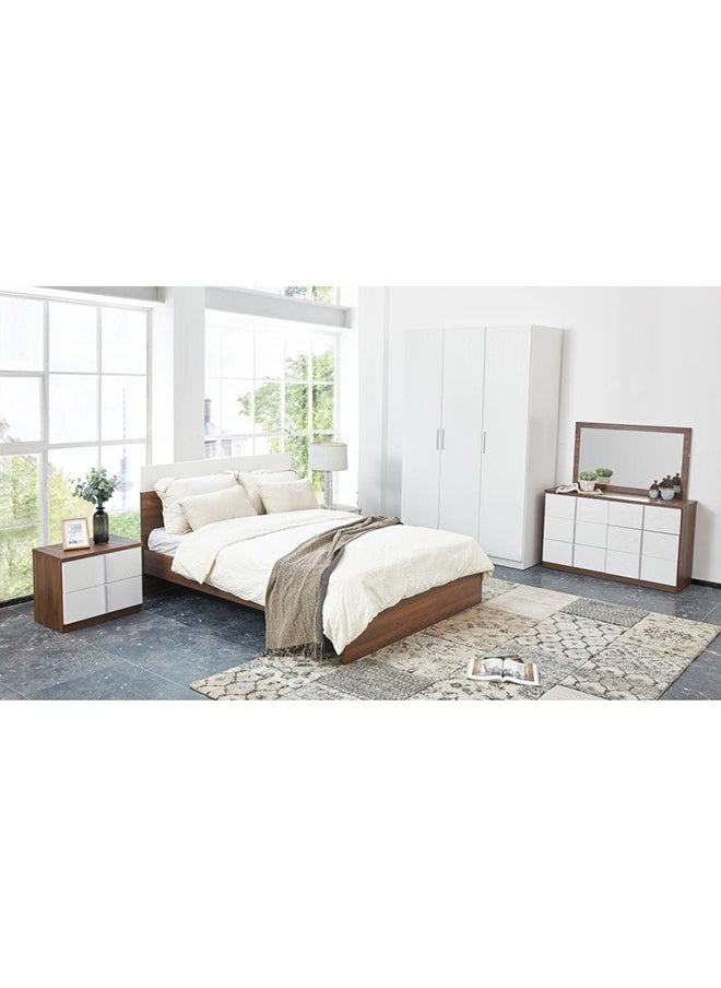 DANUBE HOME سرير Allano الجديد مقاس 150 × 200 كوين، تصميم قوي وحديث، هيكل سرير خشبي مزدوج، أثاث أسرة هادئة ومريحة، الطول 202 × العرض 152 × الارتفاع 100 سم، خشب الجوز الداكن والأبيض  - Image 5