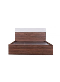 DANUBE HOME سرير Allano الجديد مقاس 150 × 200 كوين، تصميم قوي وحديث، هيكل سرير خشبي مزدوج، أثاث أسرة هادئة ومريحة، الطول 202 × العرض 152 × الارتفاع 100 سم، خشب الجوز الداكن والأبيض  - Image 1