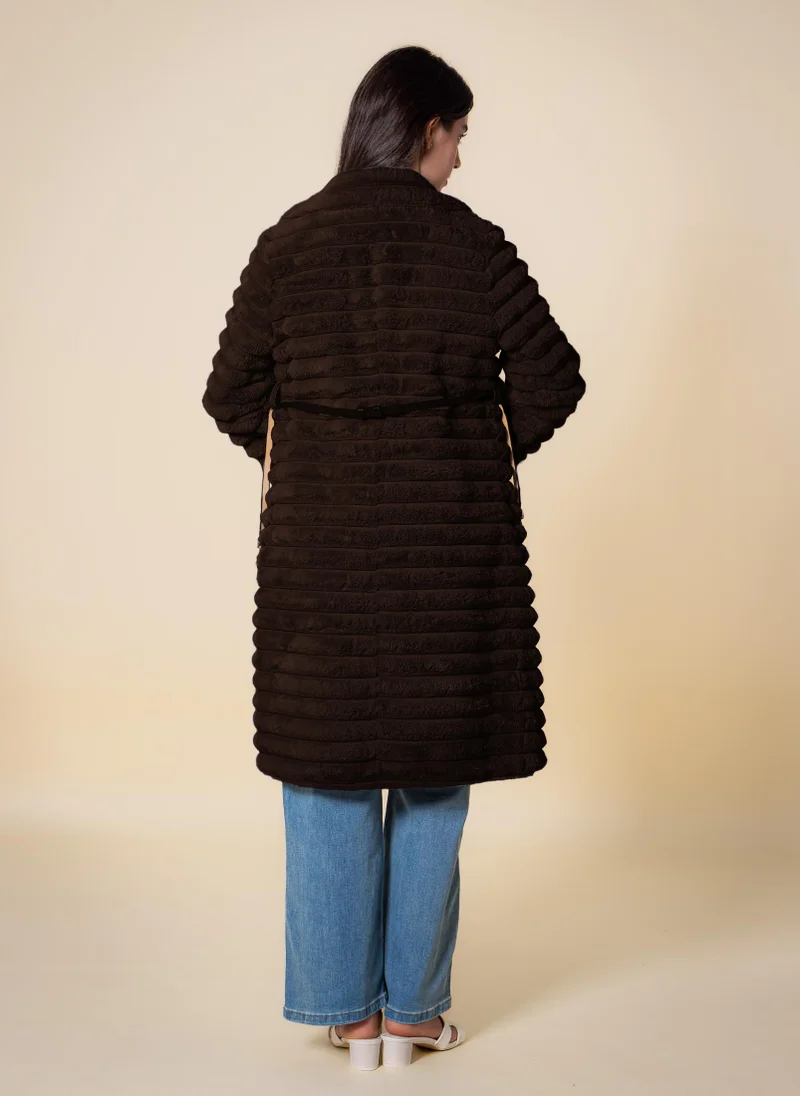 Shapes Brown SOFT LONG BELTED COAT for Women | Best Price UAE