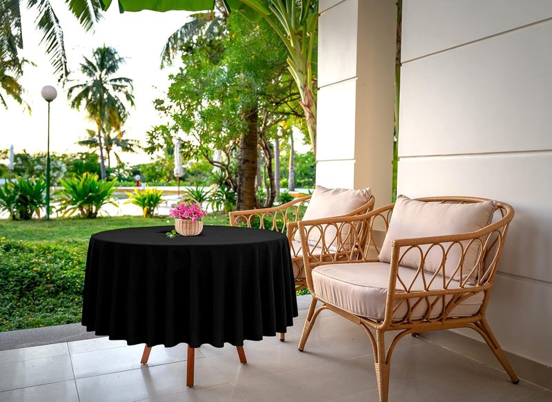 FXKS 4 Packs Black Round Table Cloth 70 Inch Circular Table Cloth, Stain and Resistant Washable Polyester Round Tablecloth Table Cover for Wedding Parties Banquet Reception Gift Table - Image 2