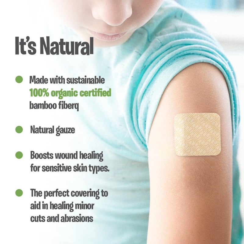 PATCH 100 Piece Value Pack Mixed Sizes - Eco-Friendly Bamboo Bandages for Cuts & Scratches, Hypoallergenic Wound Care for Sensitive Skin, Compostable & Biodegradable, Latex Free, Plastic Free - Image 4