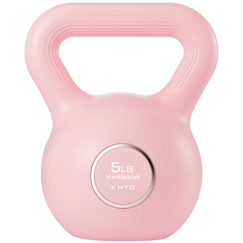 KHTO Kettlebells Fitness Exercise-Pink Strength Training Kettlebell Sets,Dumbbell Weights for Home Gym Equipment(5LB) - Image 1