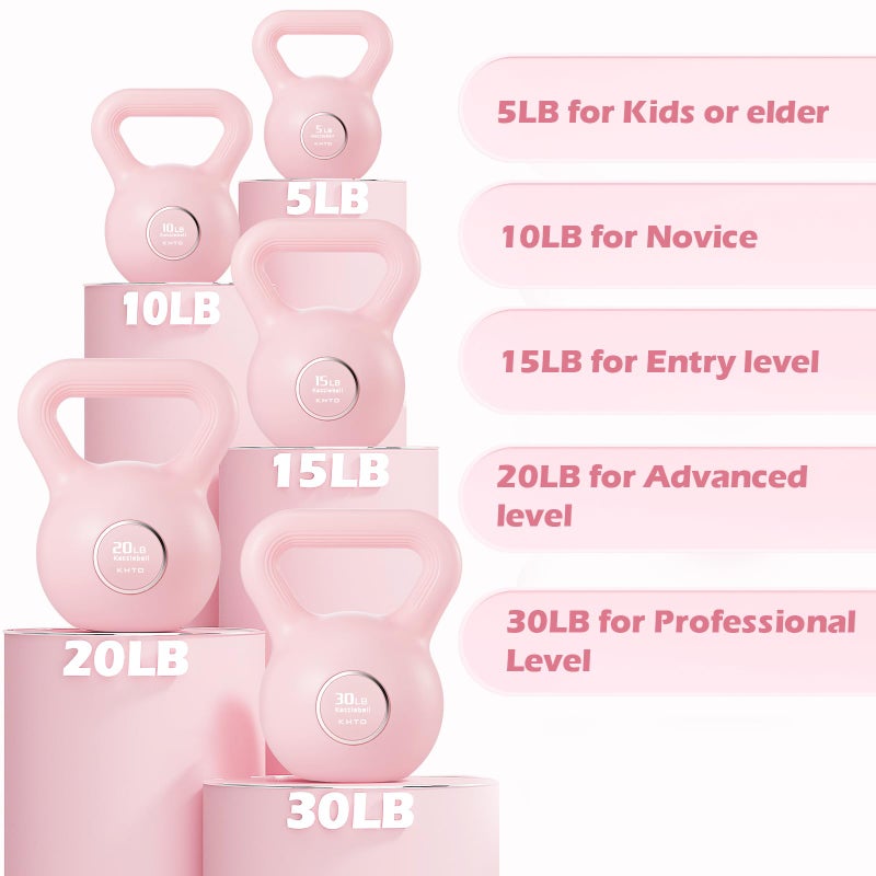 KHTO Kettlebells Fitness Exercise-Pink Strength Training Kettlebell Sets,Dumbbell Weights for Home Gym Equipment(5LB) - Image 2