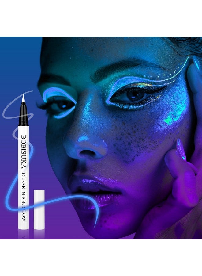 BOBISUKA BOBISUKA Clear UV Neon Glow Eyeliner Pen, Invisible Ink White Eye Liner Pen, Waterproof Smudge-proof Graphic Liners, Eye Makeup Kit for Rave Accessories Party - Image 2