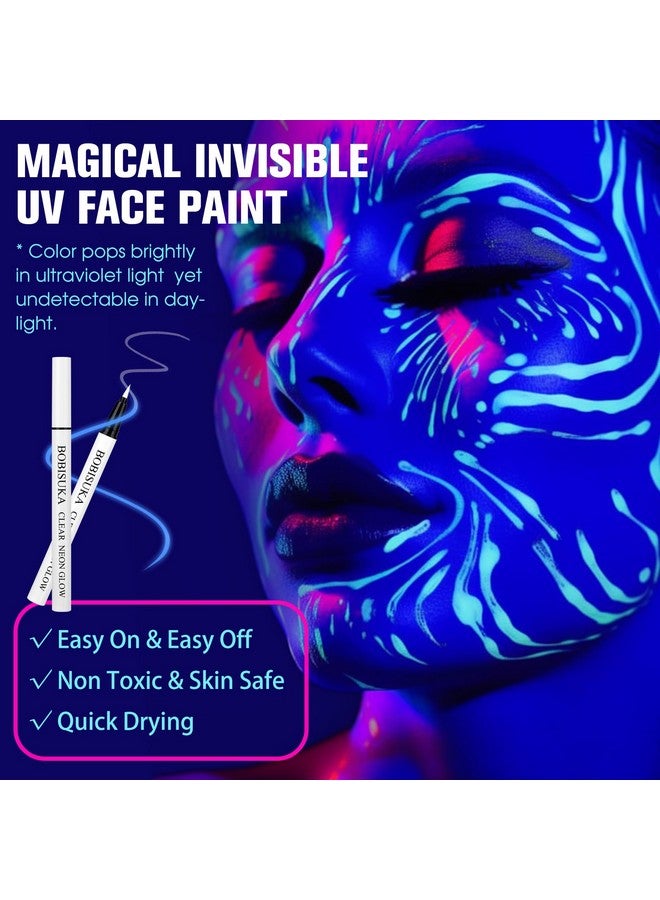 BOBISUKA BOBISUKA Clear UV Neon Glow Eyeliner Pen, Invisible Ink White Eye Liner Pen, Waterproof Smudge-proof Graphic Liners, Eye Makeup Kit for Rave Accessories Party - Image 4