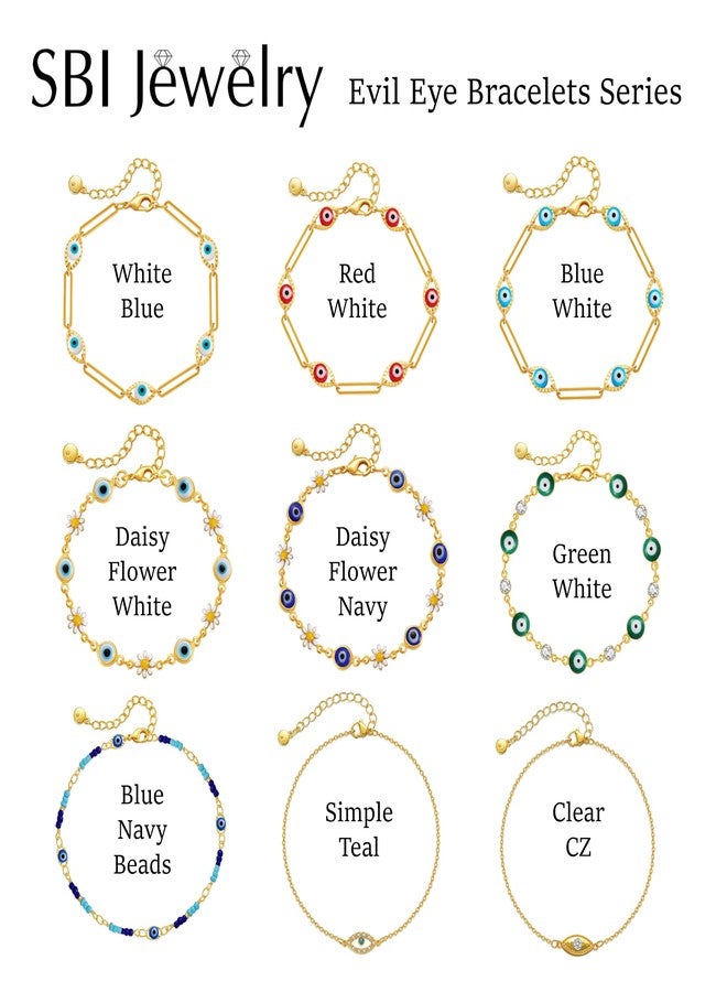 SBI Jewelry Blue Evil Eye Bracelet Women Protection Lucky Charm Adjustable Beaded Teal Green Spiritual Bracelet Mom Wife Birthday Anniversary - Image 2