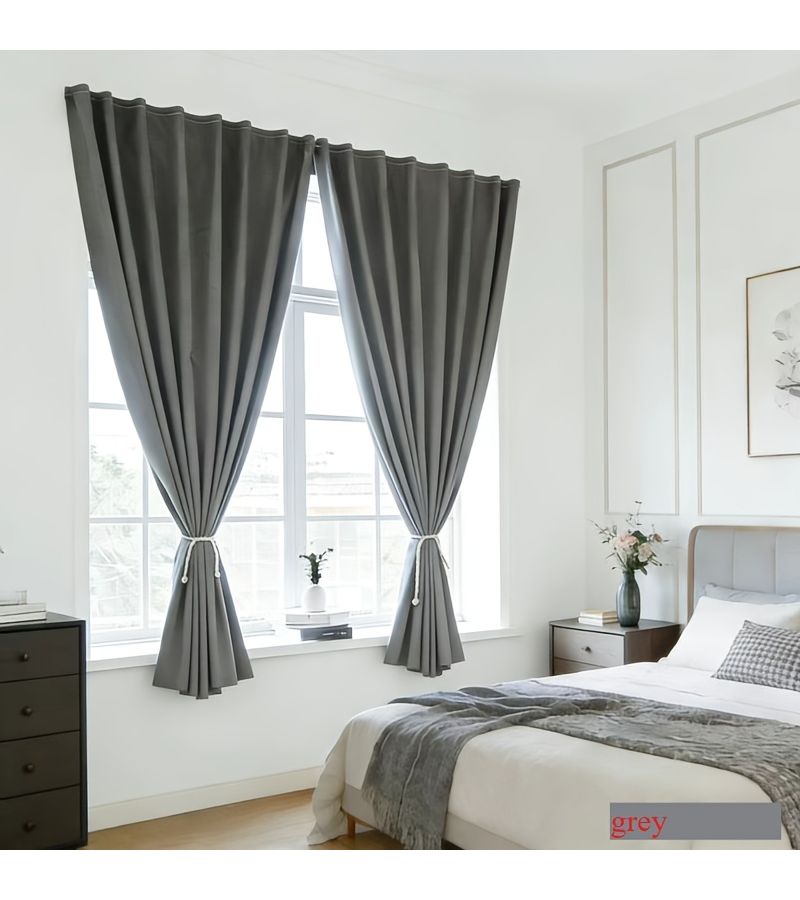 Portable Self Adhesive Blackout Curtains Fully Light Blocking Easy to Install Ash Grey 55.12 x 62.99 Inch Thermal Insulation Energy Saving Curtain For Bedroom Living Room Office Kitchen Window - Image 1
