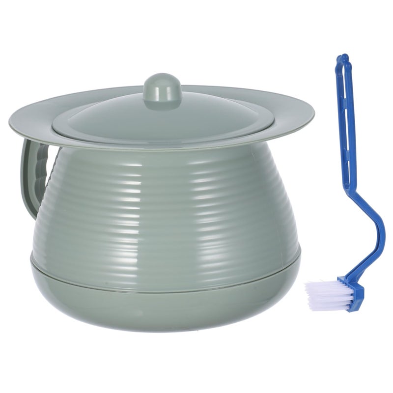Portable Bedside Urinal Pot With Lid Handle And Brush Easy Clean Spittoon Design - Image 2