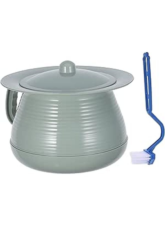 Portable Bedside Urinal Pot With Lid Handle And Brush Easy Clean Spittoon Design - Image 1